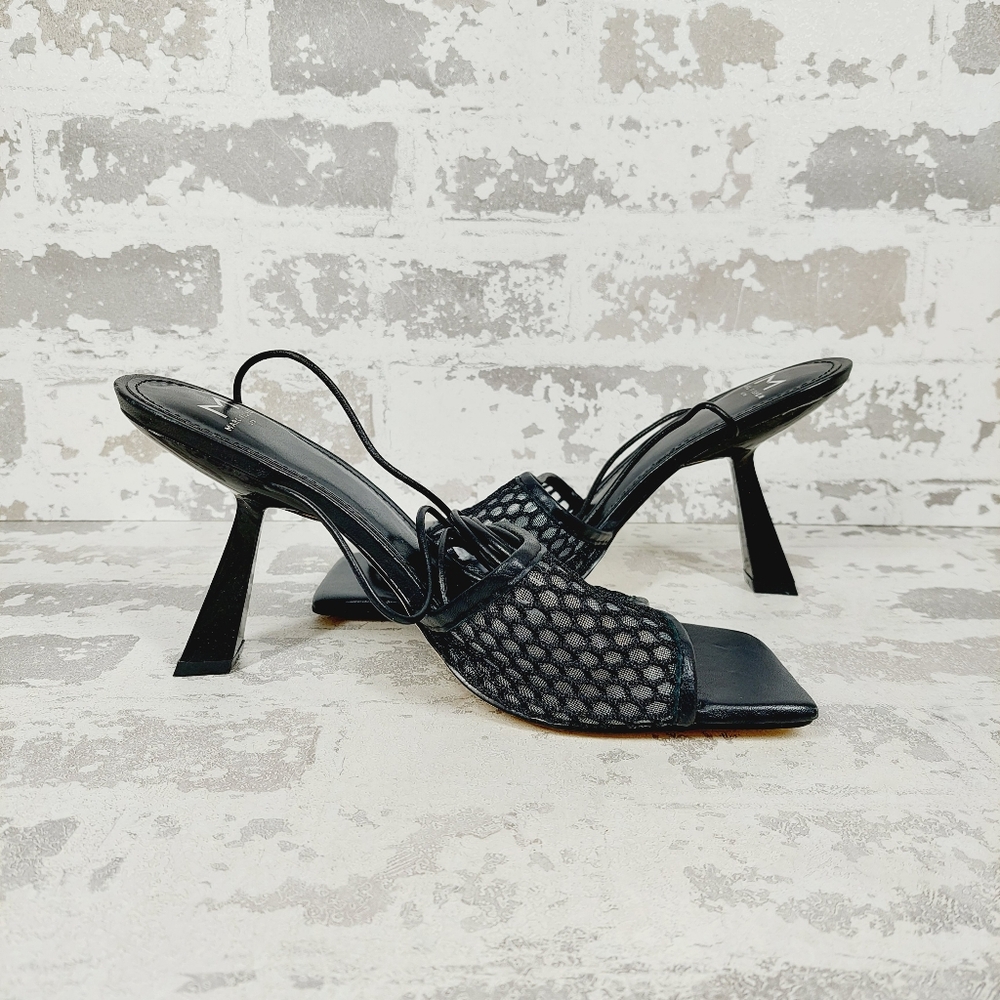 NEW Marc Fisher Leather Dallyn Black Heeled Ankle Strap Sandals O510 - Picture 3 of 11
